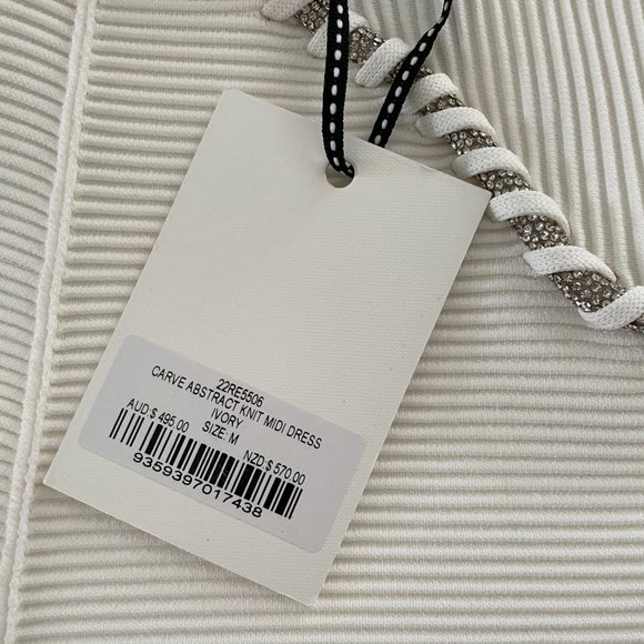 Aje Carve Abstract Knit Midi Dress - Ivory White NWT - Size M (US 6) - Picture 8 of 10